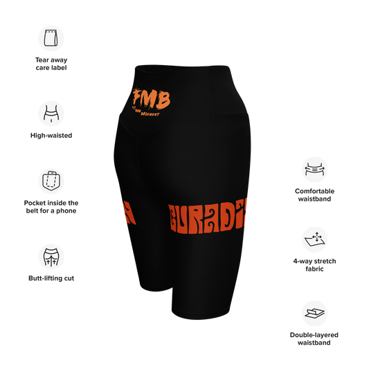 Black and Orange FMB Biker Shorts