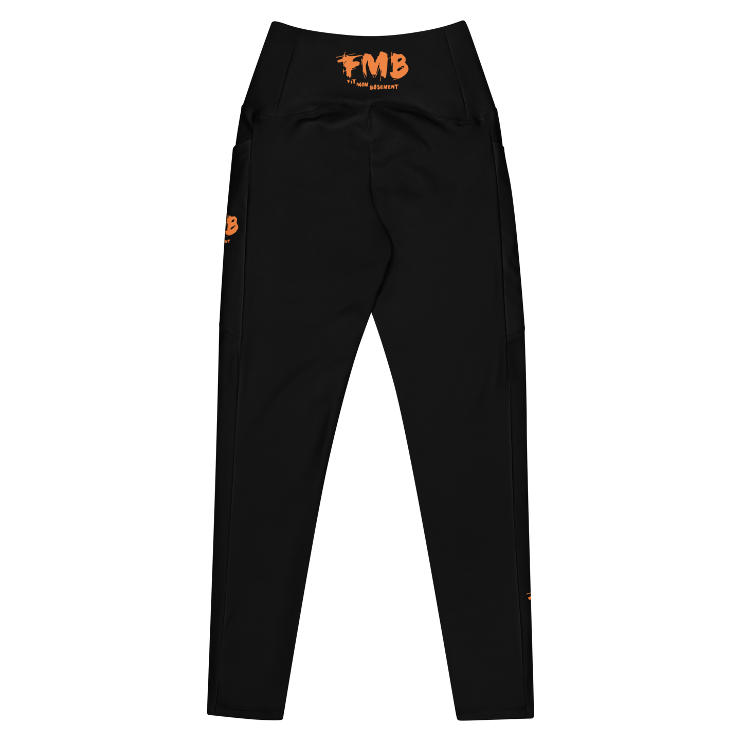 Black and Orange FMB Crossover leggings with pockets