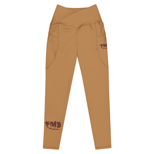 Beige FMB Crossover leggings with pockets
