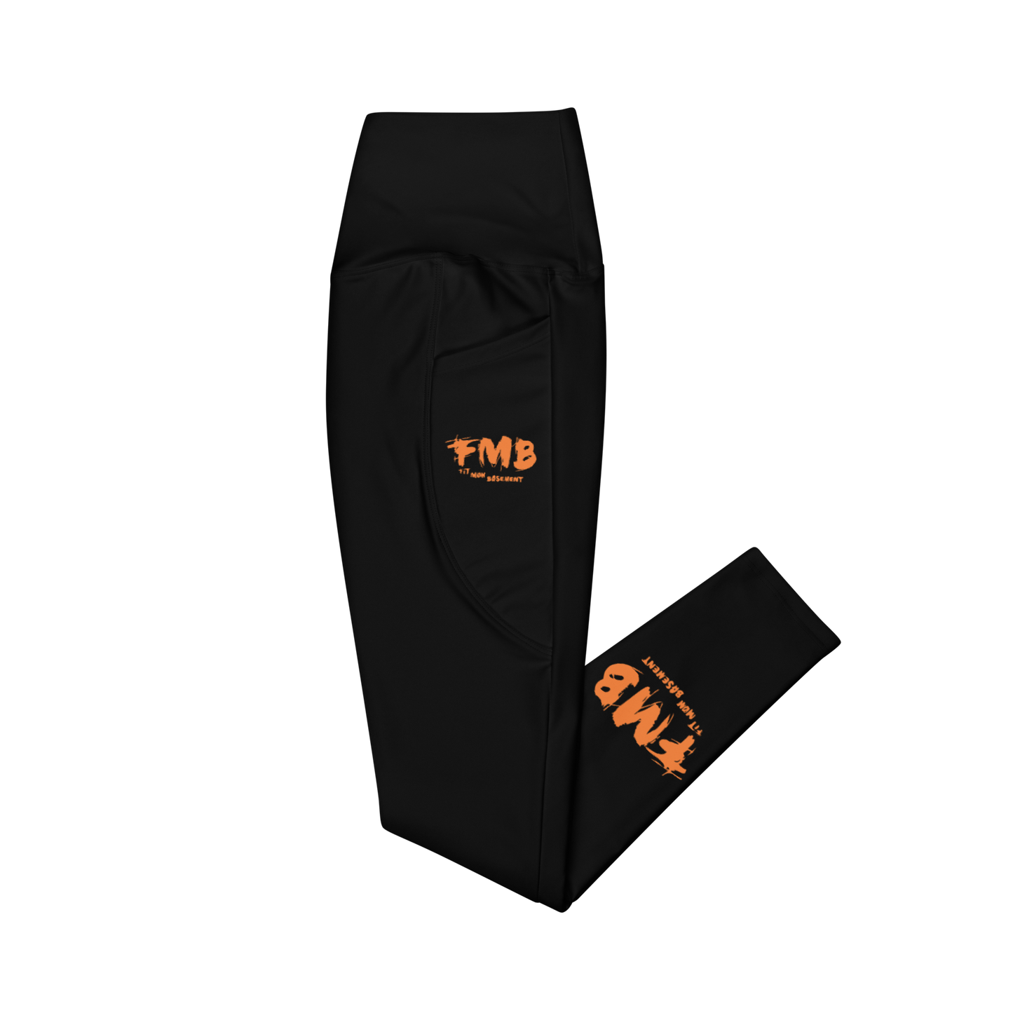 Black and Orange FMB Crossover leggings with pockets