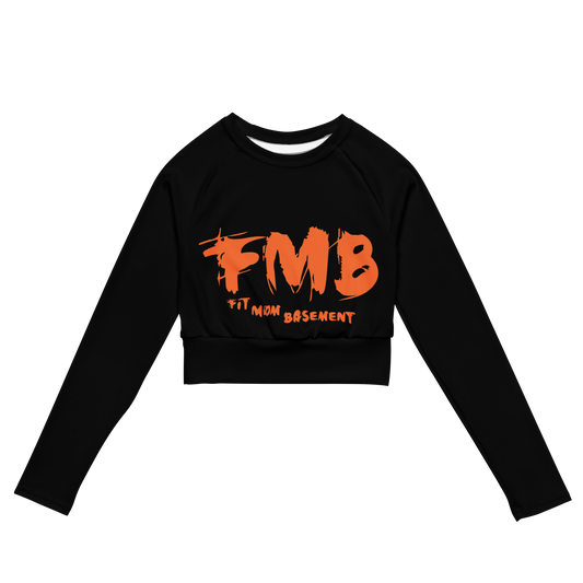 Black and Orange FMB long-sleeve crop top